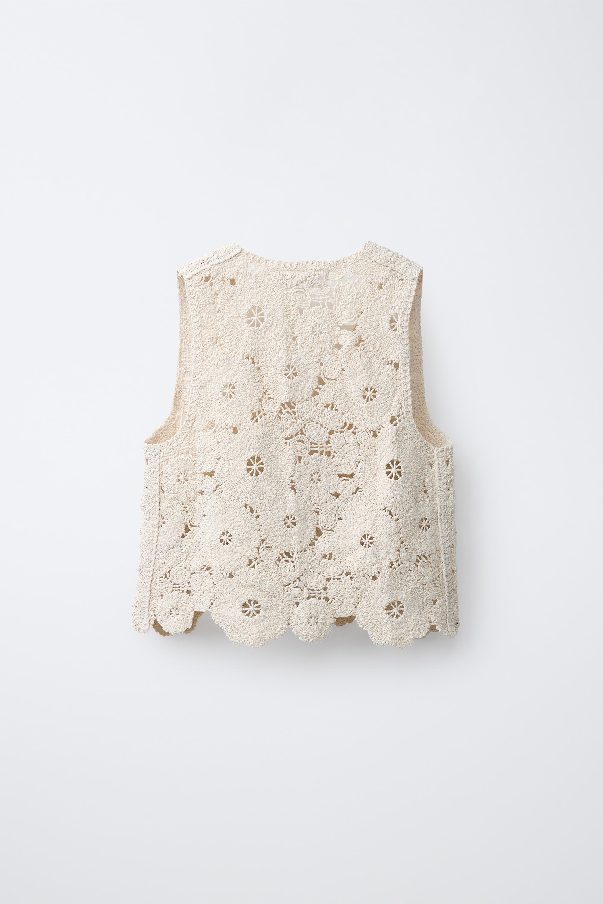 GILET FLEURS CROCHET FANTAISIE